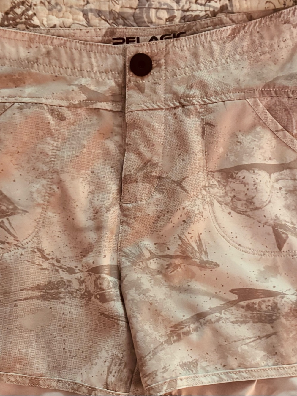 Pelagic Women's Light Grey Fish Printed Fishing Shorts